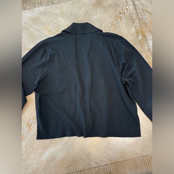 Calvin Klein Open Front Bolero Cropped Cardigan Black 3/4 Sleeve Silk Blend XL - Picture 4 of 5